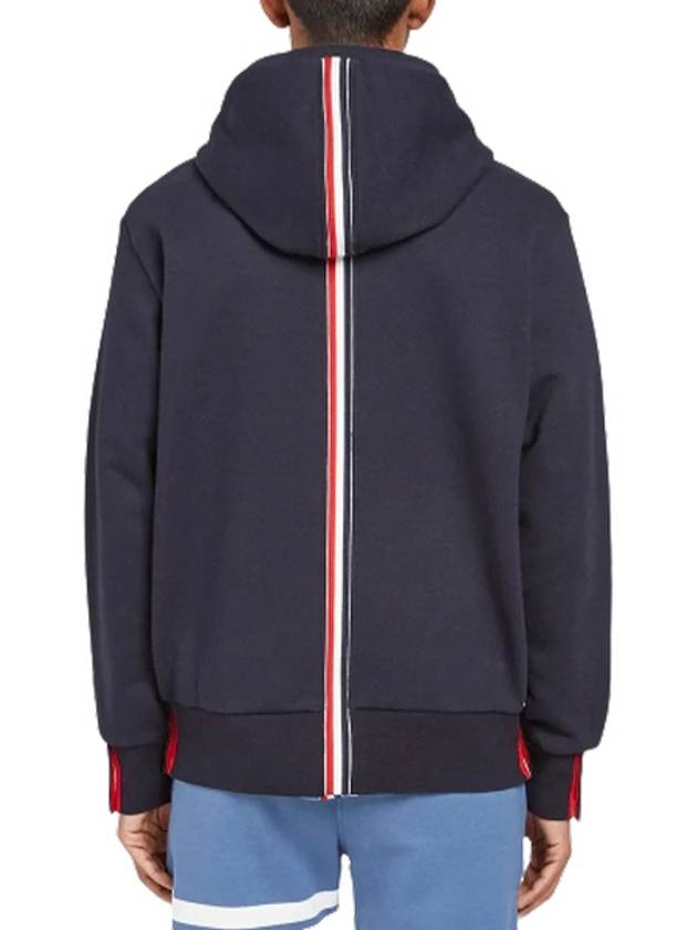 Center Back Stripe Cotton Zip Up Hoodie Navy - THOM BROWNE - BALAAN 4