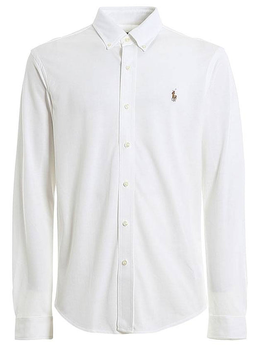 Cotton Pony Logo Long Sleeve Shirt White - POLO RALPH LAUREN - BALAAN.
