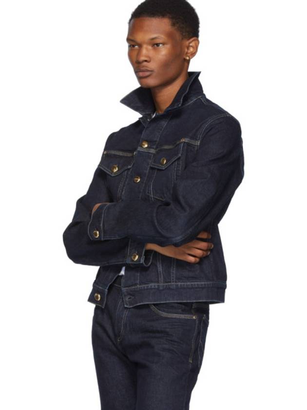 Jeans Couture Indigo Pure Gold Stitch Denim Jacket - VERSACE - BALAAN 4