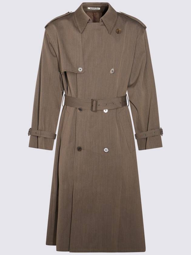 Auralee Brown Wool Trench Coat - AURALEE - BALAAN 1