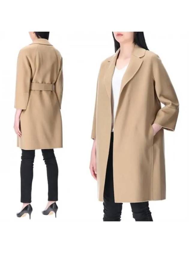 Arona Wool Belt Single Coat Beige - MAX MARA - BALAAN.