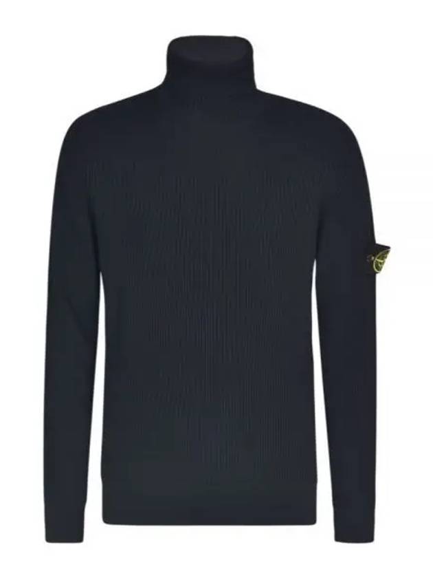 Men's Logo Patch Turtleneck Navy - STONE ISLAND - BALAAN 2