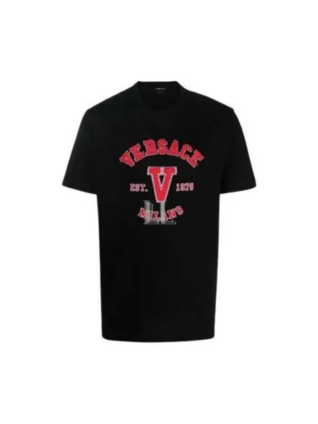 Men's Varsity Logo Short Sleeve T-Shirt Black - VERSACE - BALAAN 2