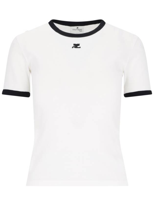 Contrast Signature Short Sleeve T-Shirt White - COURREGES - BALAAN 2