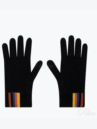 Artist Striped Ribbed Merino Wool Gloves Black - PAUL SMITH - BALAAN 2