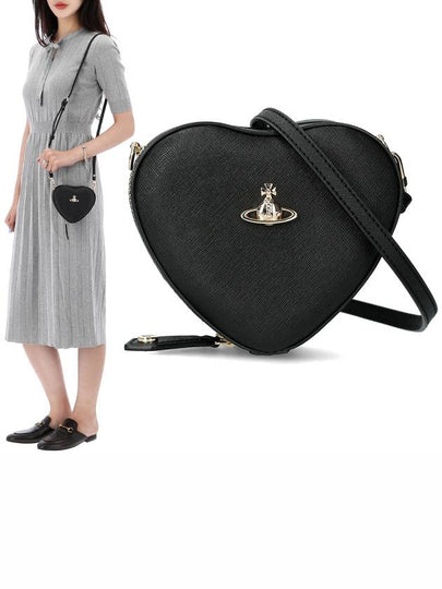 Saffiano Mini Heart Cross Bag Black - VIVIENNE WESTWOOD - BALAAN 2