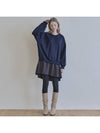 Check Combi Sweatshirt Mini Dress NAVY brushed - AVANT-G - BALAAN 4