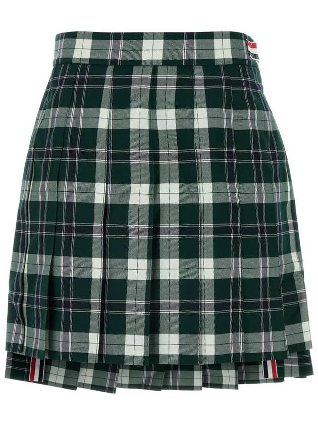 Women's Tartan Twill Mini Pleated Skirt Green - THOM BROWNE - BALAAN 2