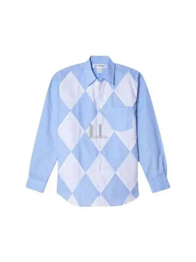 Argylle Long Sleeve Shirt Blue - COMME DES GARCONS - BALAAN 2