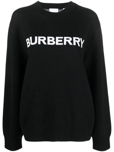 WoMen's Logo Cotton Knit Top Black - BURBERRY - BALAAN 1