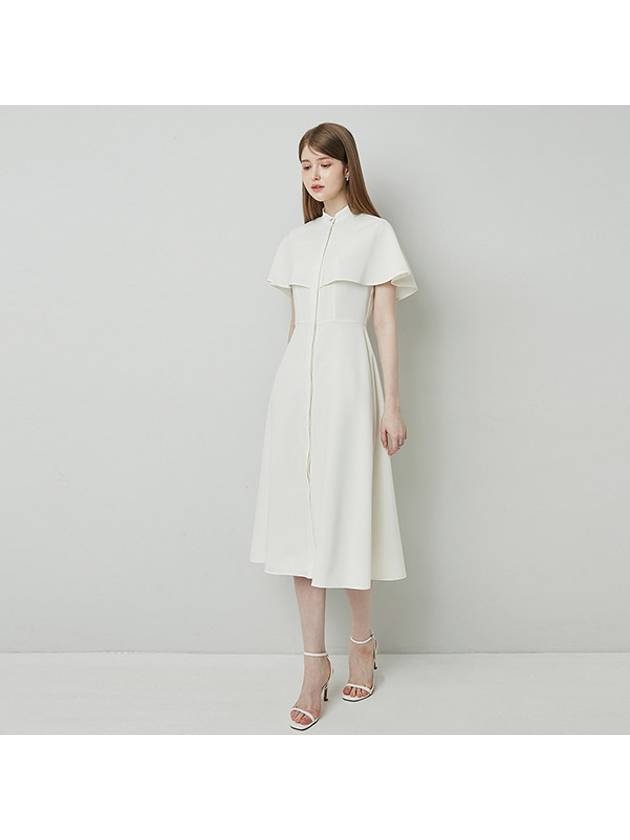 RAYLA cape Dress Ivory - AME - BALAAN 3