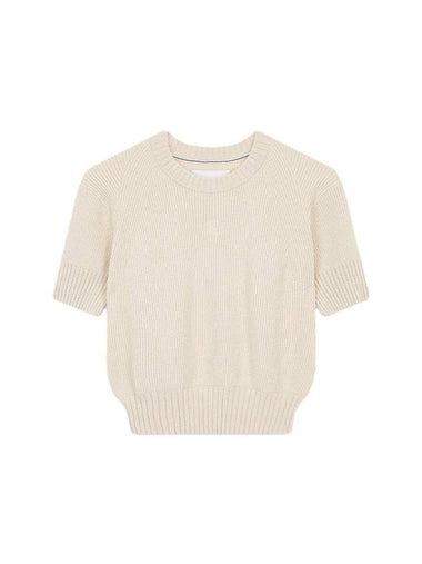 Jeans Balloon Short Sleeve Knit Top Ivory - CALVIN KLEIN - BALAAN 1