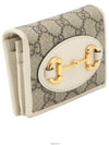 GG Supreme Canvas White Leather Gold Plated Horsebit 1955 Card Case Wallet - GUCCI - BALAAN 3