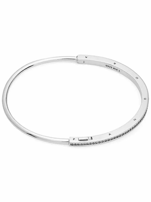 Signature ID Pave Bangle Bracelet Silver - PANDORA - BALAAN 4