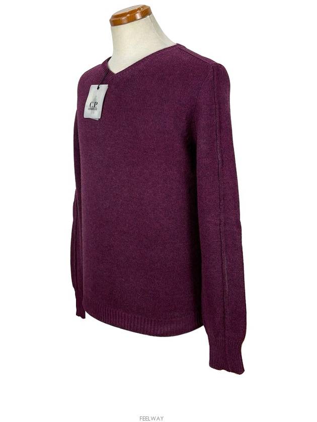 CP Company 511859E4 V0011 Ranaul Vintage Double Weave Burgundy V Neck Knit - CP COMPANY - BALAAN 3