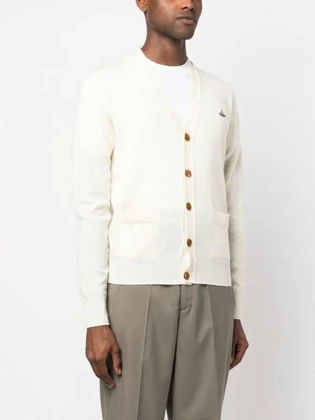 Embroided Logo Button Wool Cardigan Natural - VIVIENNE WESTWOOD - BALAAN 4