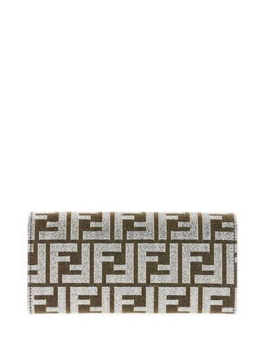 Baguette Continental Chain Long Wallet Brown Silver - FENDI - BALAAN 1