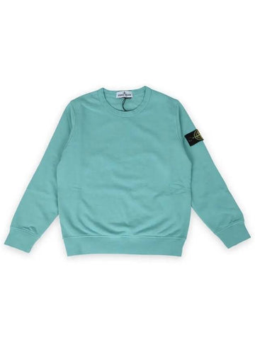 Stone Kids Waffen Patch Crew Neck Sweatshirt Aqua Blue K1S16 6100011S0040 V0042 10 12A - STONE ISLAND - BALAAN 1