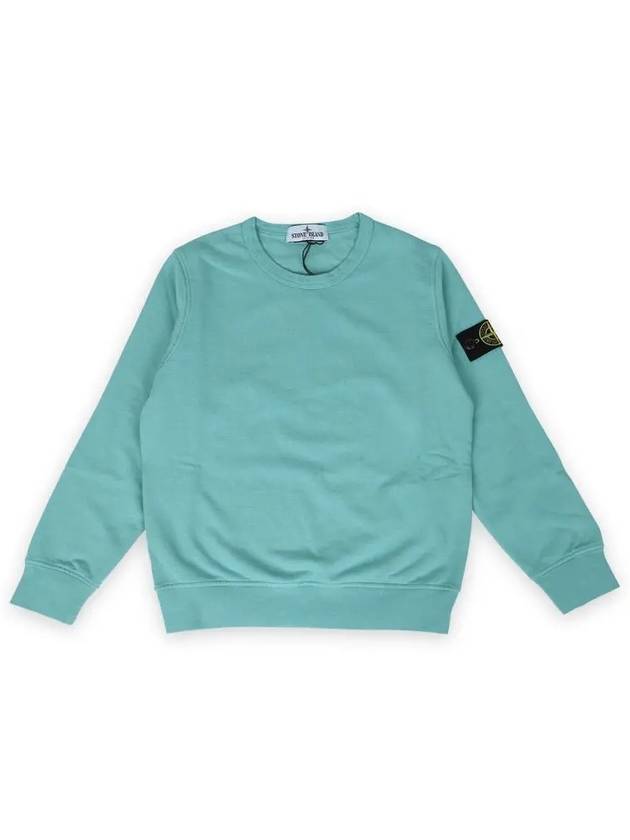 Kids Wappen Patch Crew Neck Sweatshirt Aqua Blue - STONE ISLAND - BALAAN 1