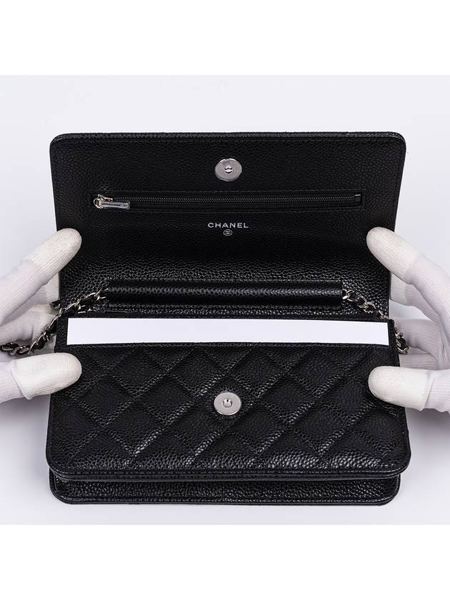 Classic Crossbag On Chain Grained Calfskin & Silver Black - CHANEL - BALAAN 11