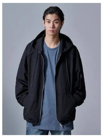 Nylon puckering hood zip up black domestic product GM0024061196811 - JUUN.J - BALAAN 1