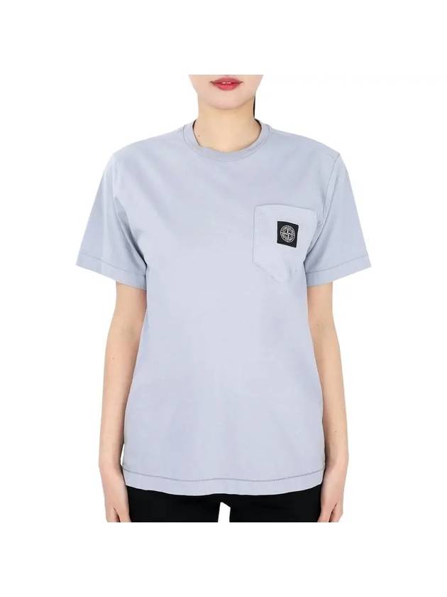 Stone Kids Logo Patch Pocket Short Sleeve Light Blue 781620347 V0047 14A Adult wearable - STONE ISLAND - BALAAN 1