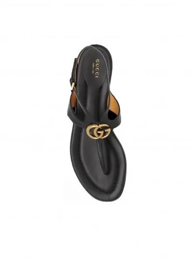 Double G Leather Flat Sandals Black - GUCCI - BALAAN 2