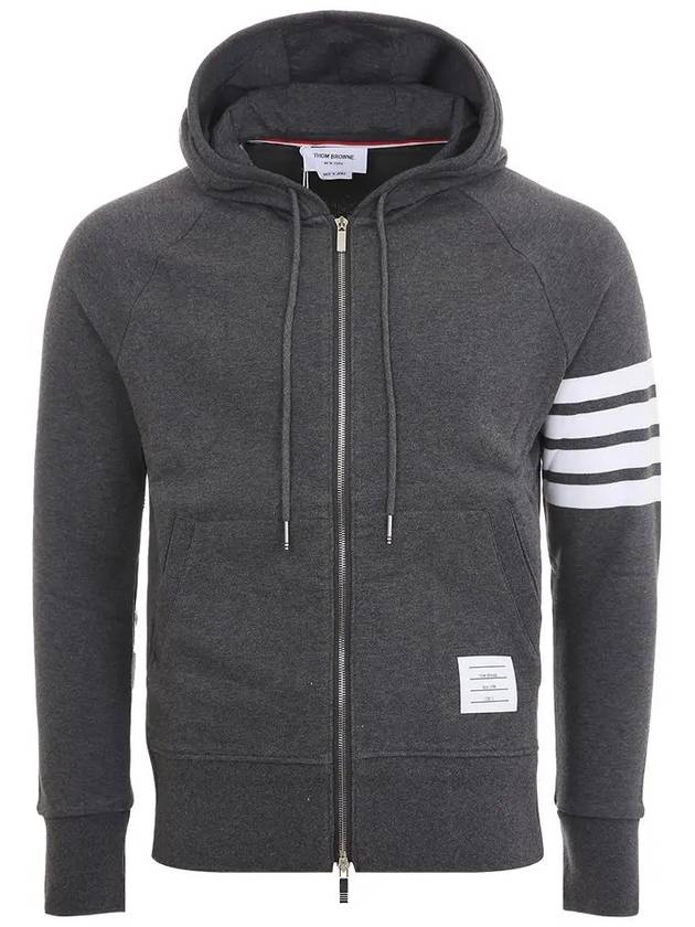 Engineered 4 Bar Diagonal Zip Up Hoodie Dark Grey - THOM BROWNE - BALAAN 2