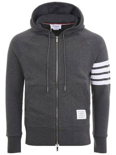 Engineered 4 Bar Diagonal Zip Up Hoodie Dark Grey - THOM BROWNE - BALAAN 2