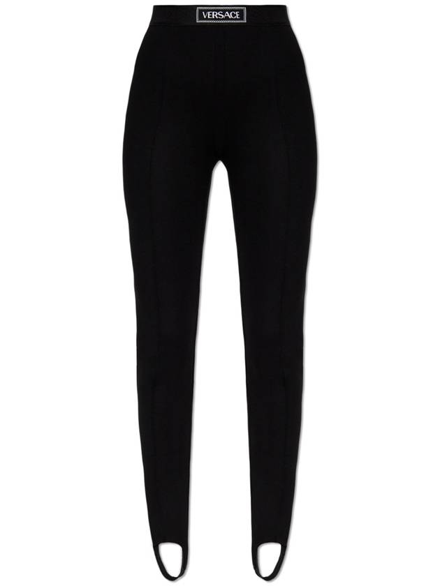 Versace Leggings With Logo, Women's, Black - VERSACE - BALAAN 1