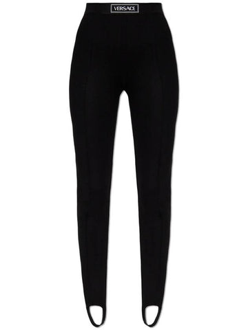 Versace Leggings With Logo, Women's, Black - VERSACE - BALAAN 1