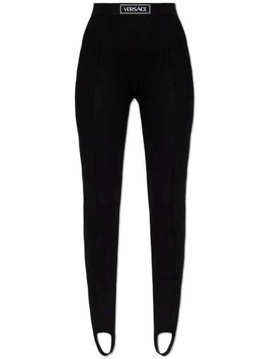 Versace Leggings With Logo, Women's, Black - VERSACE - BALAAN 1