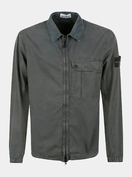 Old Treatment Garment Dyed Overshirt Jacket Dark Green - STONE ISLAND - BALAAN 2