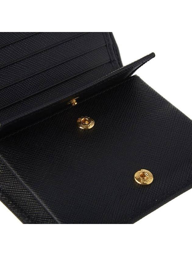 Gold Hardware Triangle Logo Saffiano Half Wallet Black - PRADA - BALAAN 10