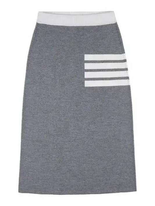 Double Face Merino 4 Bar A Line Skirt Light Grey - THOM BROWNE - BALAAN 2