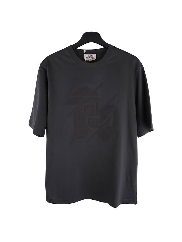 3D Patch Short Sleeve T-Shirt Dark Grey - HERMES - BALAAN 1