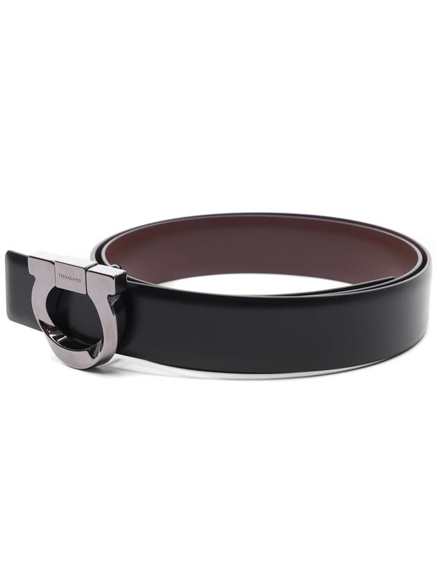 Gancini Reversible Leather Belt - SALVATORE FERRAGAMO - BALAAN 4