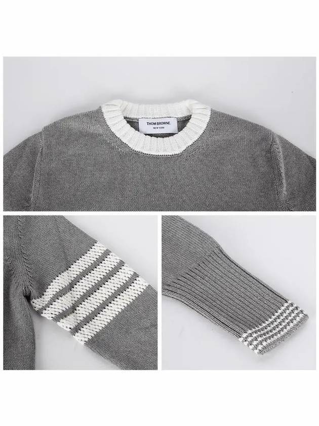 4 Bar Stripe Cotton Sweatshirt Grey - THOM BROWNE - BALAAN 6