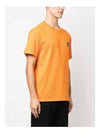 Logo Patch Cotton Short Sleeve T-Shirt Orange - STONE ISLAND - BALAAN 3