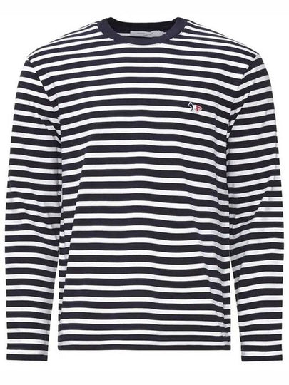 Fox Logo Stripe Long Sleeve T-Shirt Navy - MAISON KITSUNE - BALAAN 2