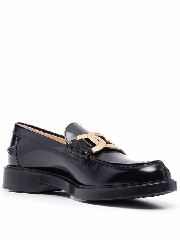 Brushed Leather Chain Loafers Black - TOD'S - BALAAN 6