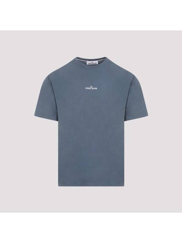 Logo Print Short Sleeve T-Shirt Dark Blue - STONE ISLAND - BALAAN 1