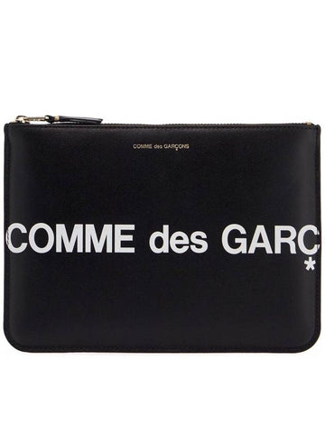 black calfskin wallet with large logo - COMME DES GARCONS WALLET - BALAAN 1