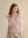 Ruffled sleeveless lace blouse ivory - CAHIERS - BALAAN 2