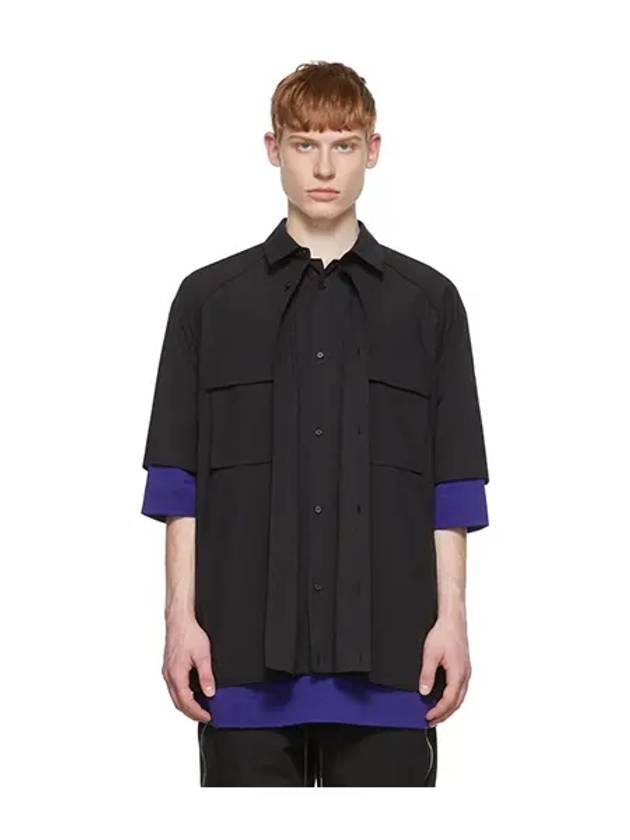 Men’s Layered Pocket Short Sleeve Shirt Black - JUUN.J - BALAAN.