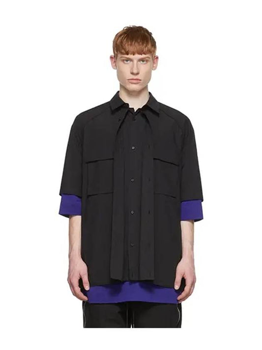 Men’s Layered Pocket Short Sleeve Shirt Black - JUUN.J - BALAAN.