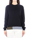 solid crew neck knit top navy - THEORY - BALAAN.