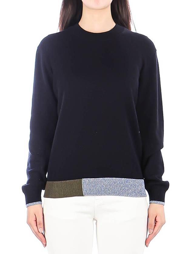 Solid Crew Neck Knit Top Navy - THEORY - BALAAN 2