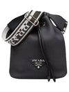 Logo Flo Leather Bucket Bag Black - PRADA - BALAAN 2