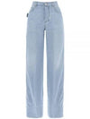 Wide Leg Denim Jeans Light Bleach - BOTTEGA VENETA - BALAAN 2